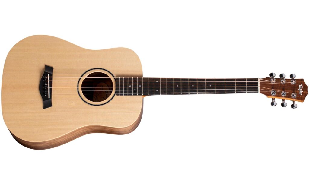 Image of the front of a Baby Taylor acoustic guitar, which is a perfect beginner guitar and one of the best guitars for kids